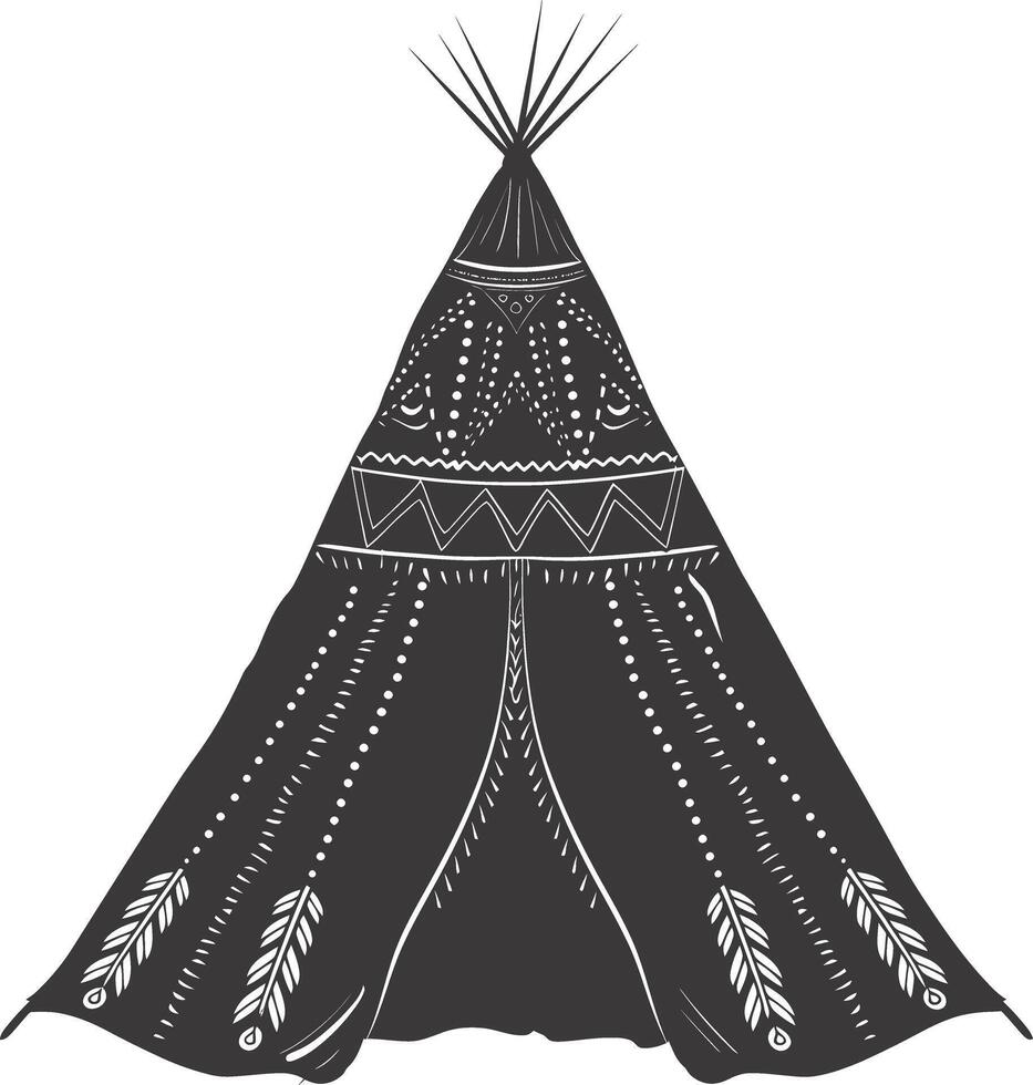 AI generated Silhouette Indian tribal tent black color only full vector