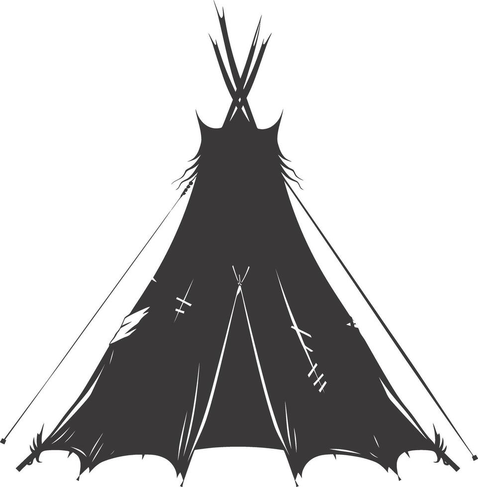 AI generated Silhouette Indian tribal tent black color only full vector