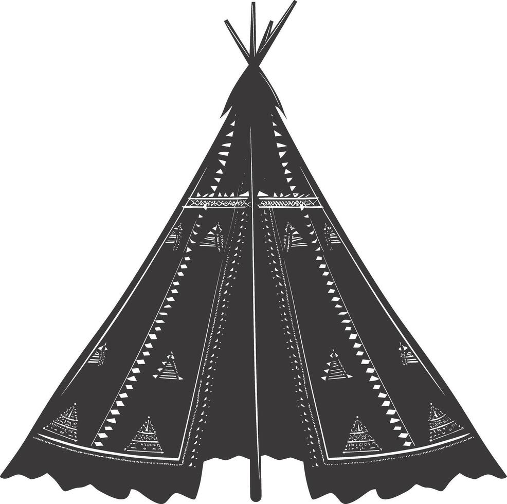 AI generated Silhouette Indian tribal tent black color only full vector