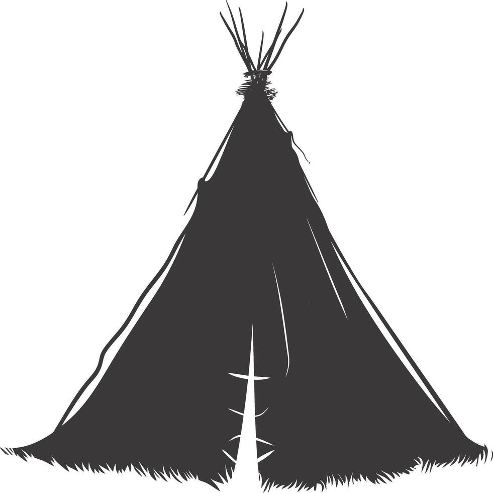 AI generated Silhouette Indian tribal tent black color only full vector