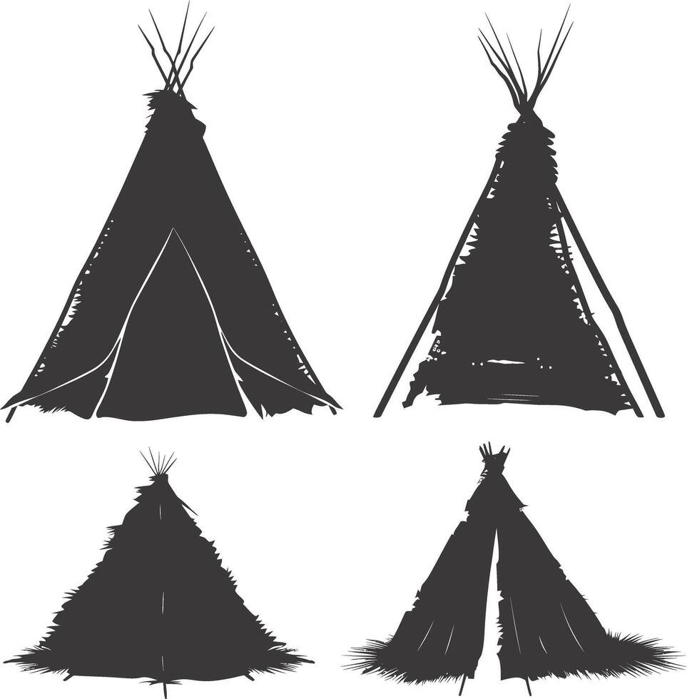 AI generated Silhouette Indian tribal tent black color only full vector