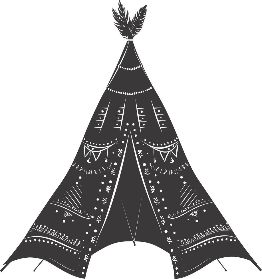 AI generated Silhouette Indian tribal tent black color only full vector