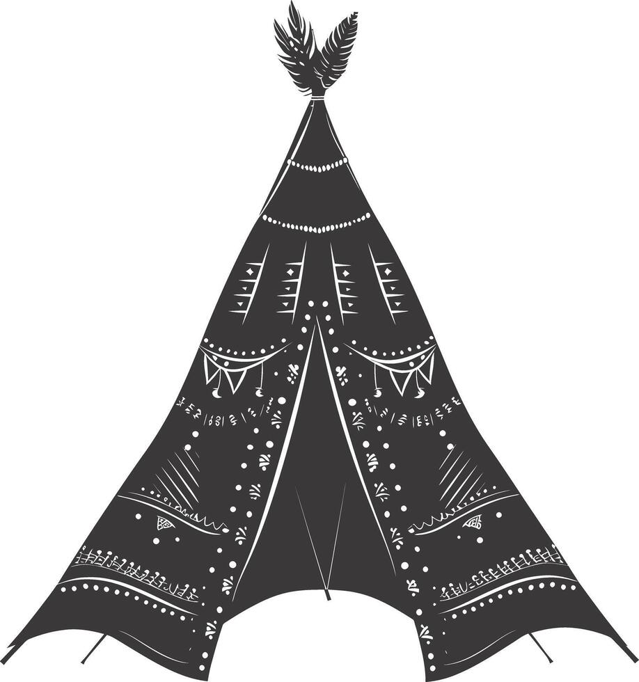 AI generated Silhouette Indian tribal tent black color only full vector