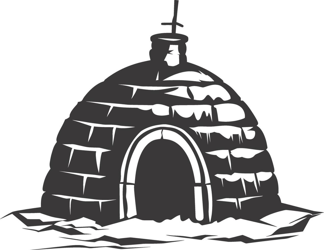 AI generated Silhouette igloo the Eskimo tribal House black color vector
