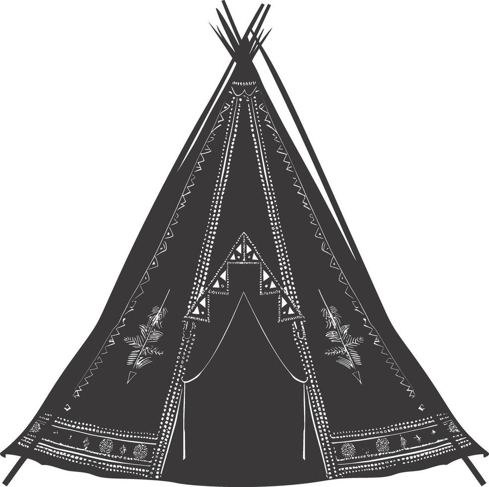 AI generated Silhouette Indian tribal tent black color only full vector