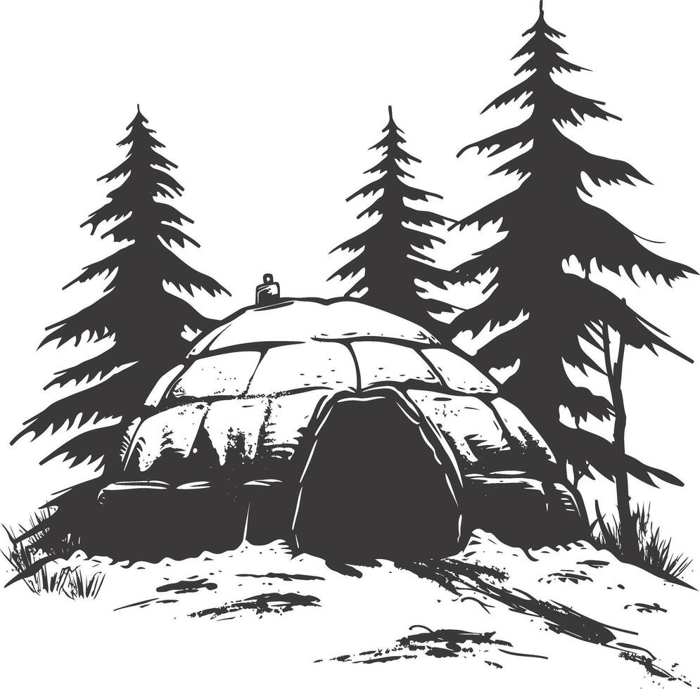 AI generated Silhouette igloo the Eskimo tribal House black color vector