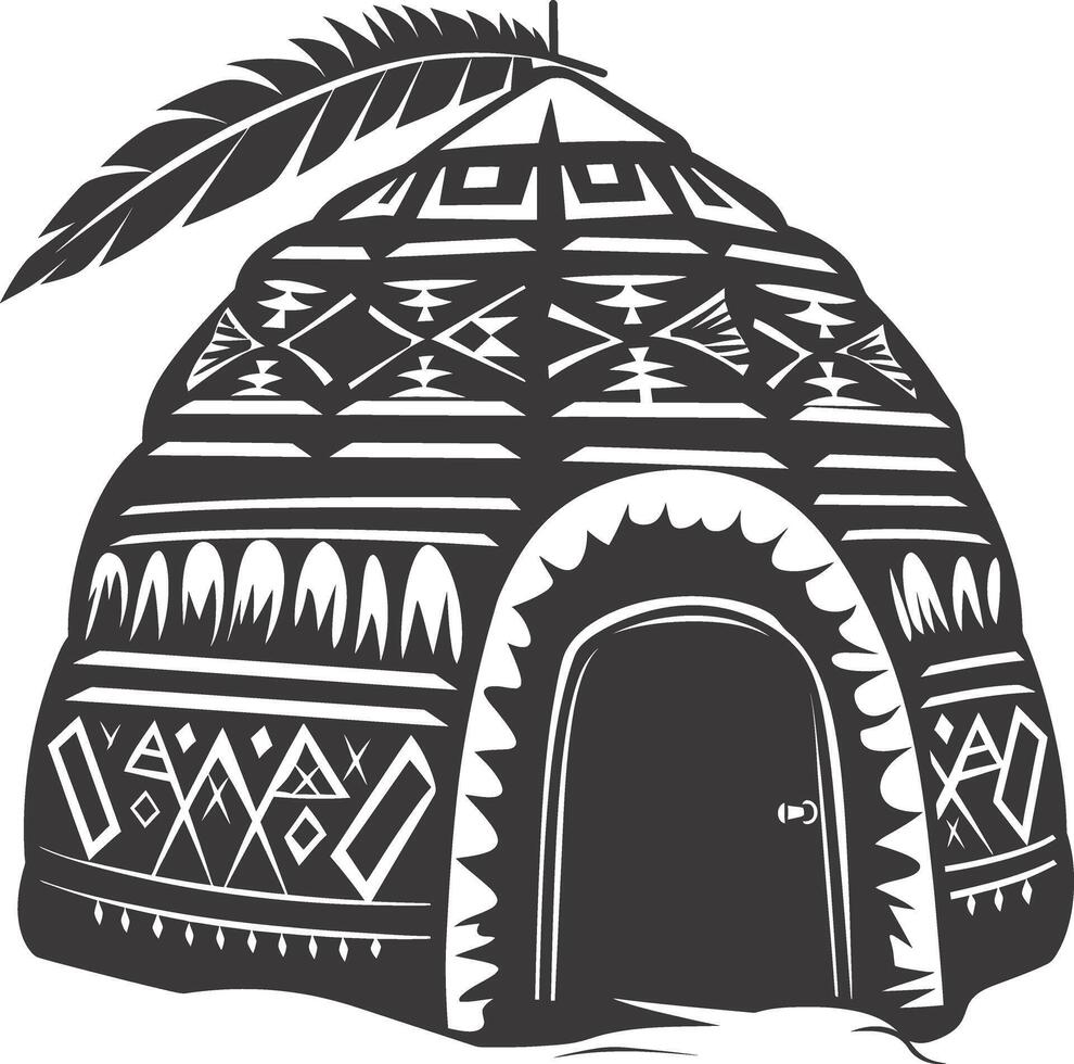 AI generated Silhouette igloo the Eskimo tribal House black color vector