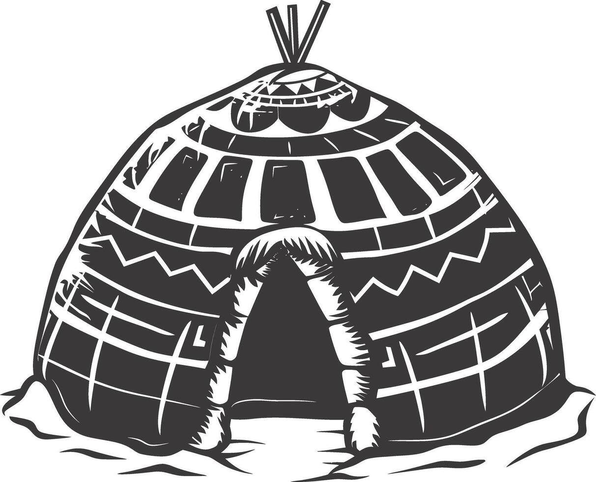 AI generated Silhouette igloo the Eskimo tribal House black color vector