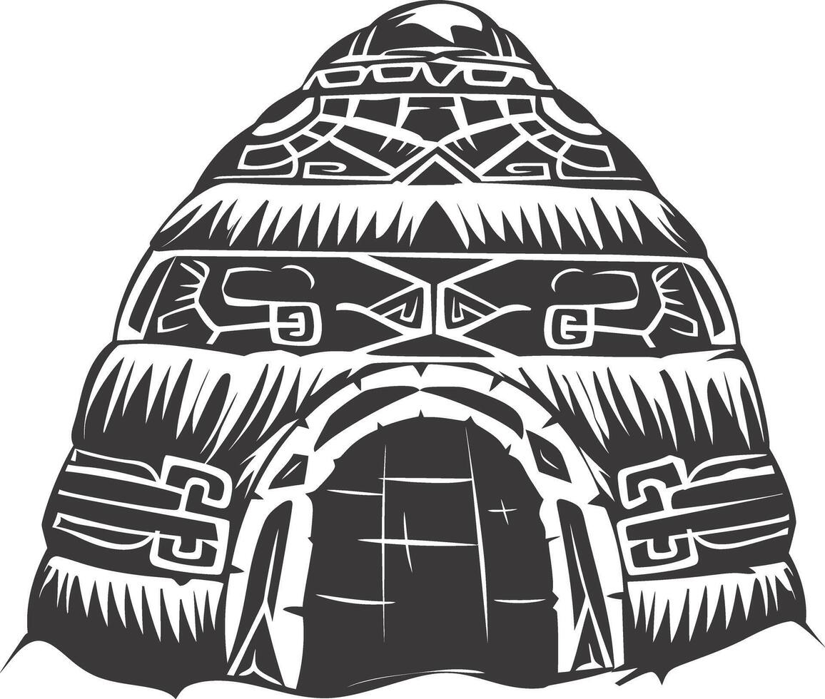 ai generado silueta iglú el esquimal tribal casa negro color vector