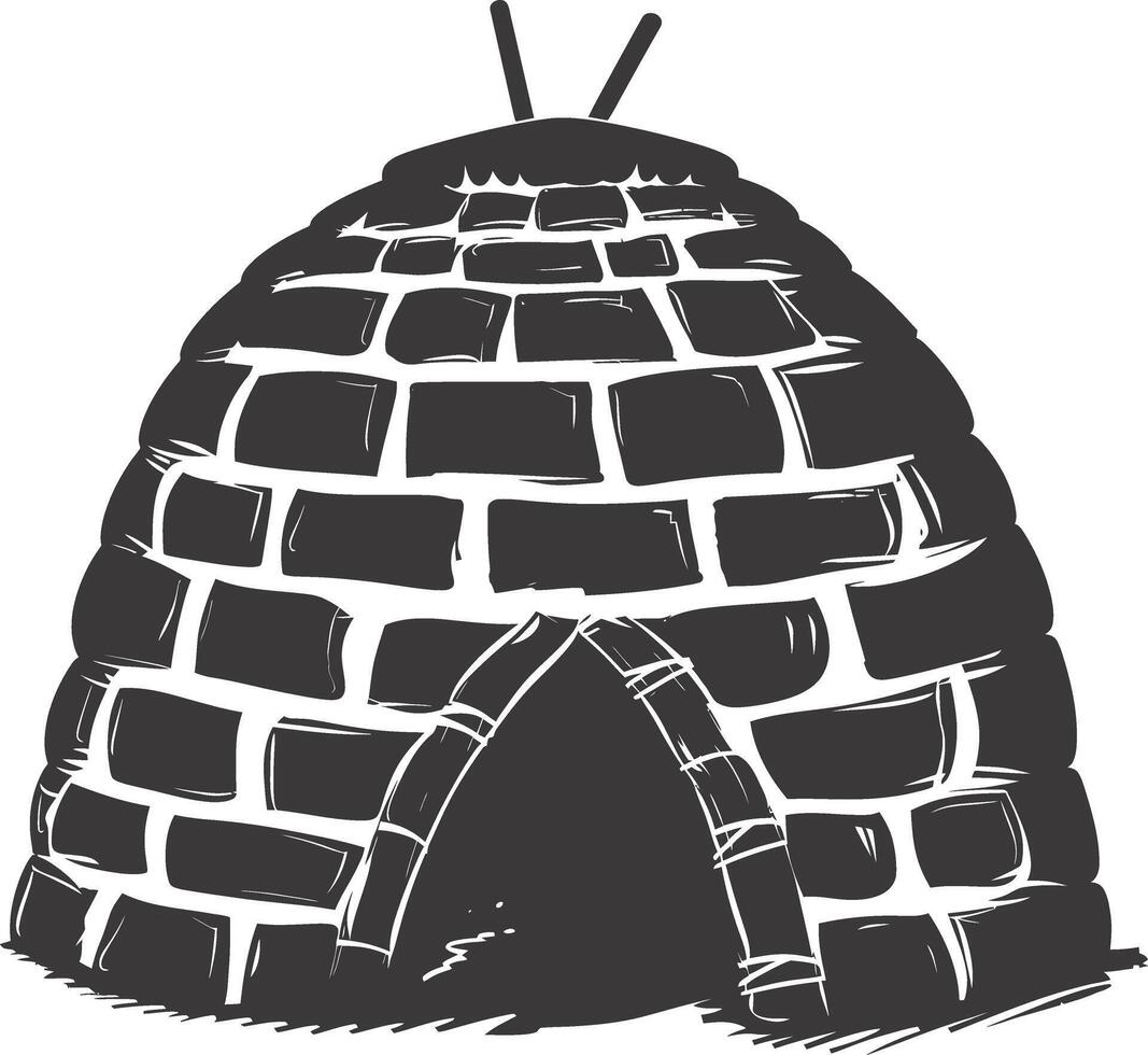 AI generated Silhouette igloo the Eskimo tribal House black color vector