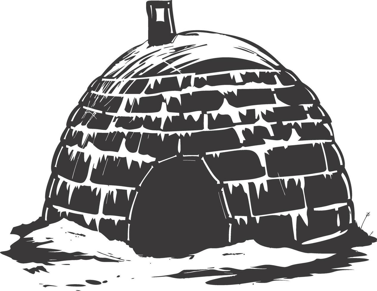 AI generated Silhouette igloo the Eskimo tribal House black color vector