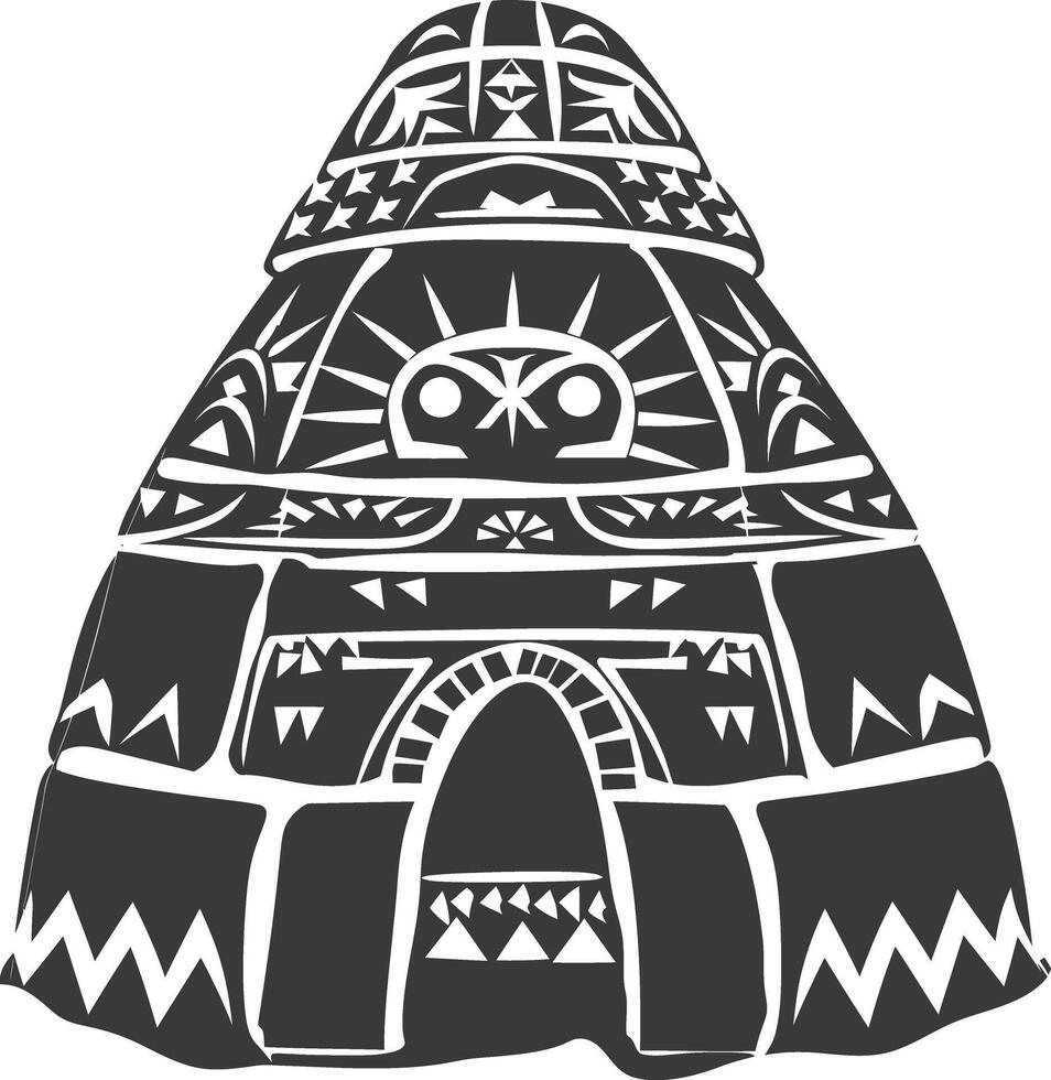 AI generated Silhouette igloo the Eskimo tribal House black color vector