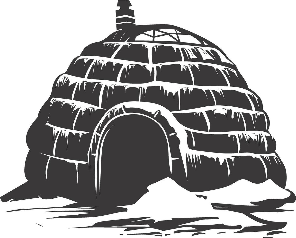 AI generated Silhouette igloo the Eskimo tribal House black color vector