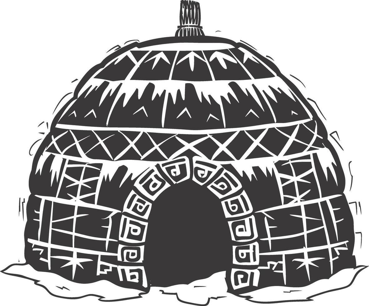 AI generated Silhouette igloo the Eskimo tribal House black color vector