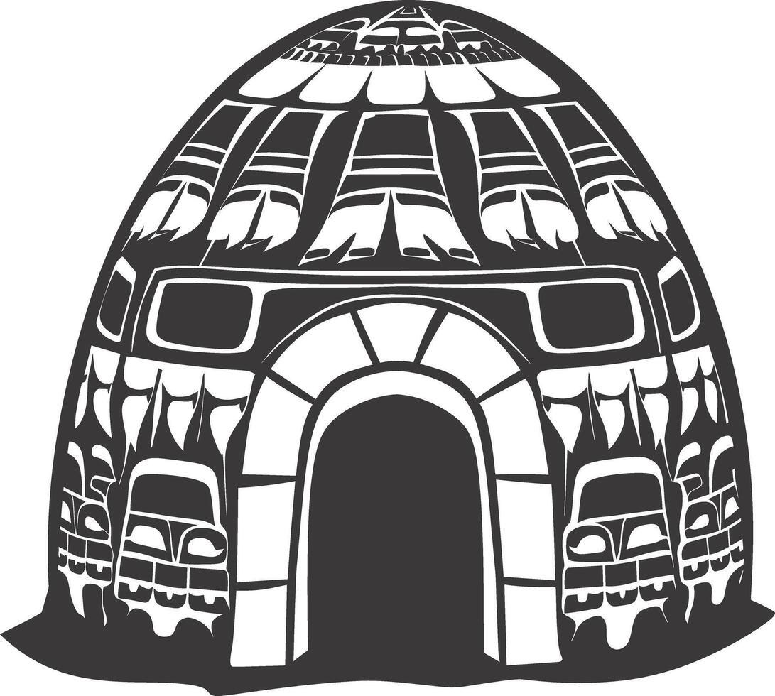 AI generated Silhouette igloo the Eskimo tribal House black color vector