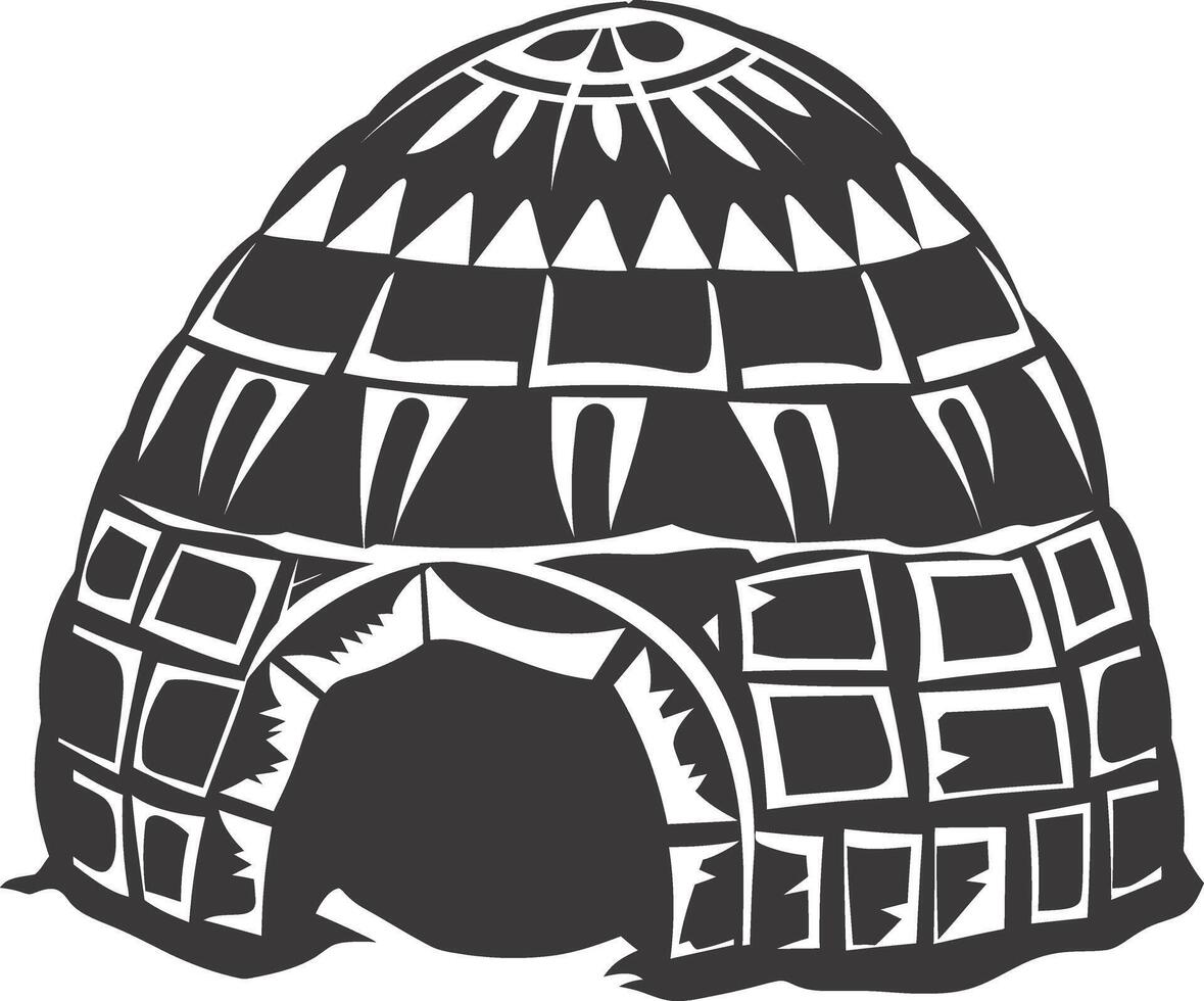 AI generated Silhouette igloo the Eskimo tribal House black color vector