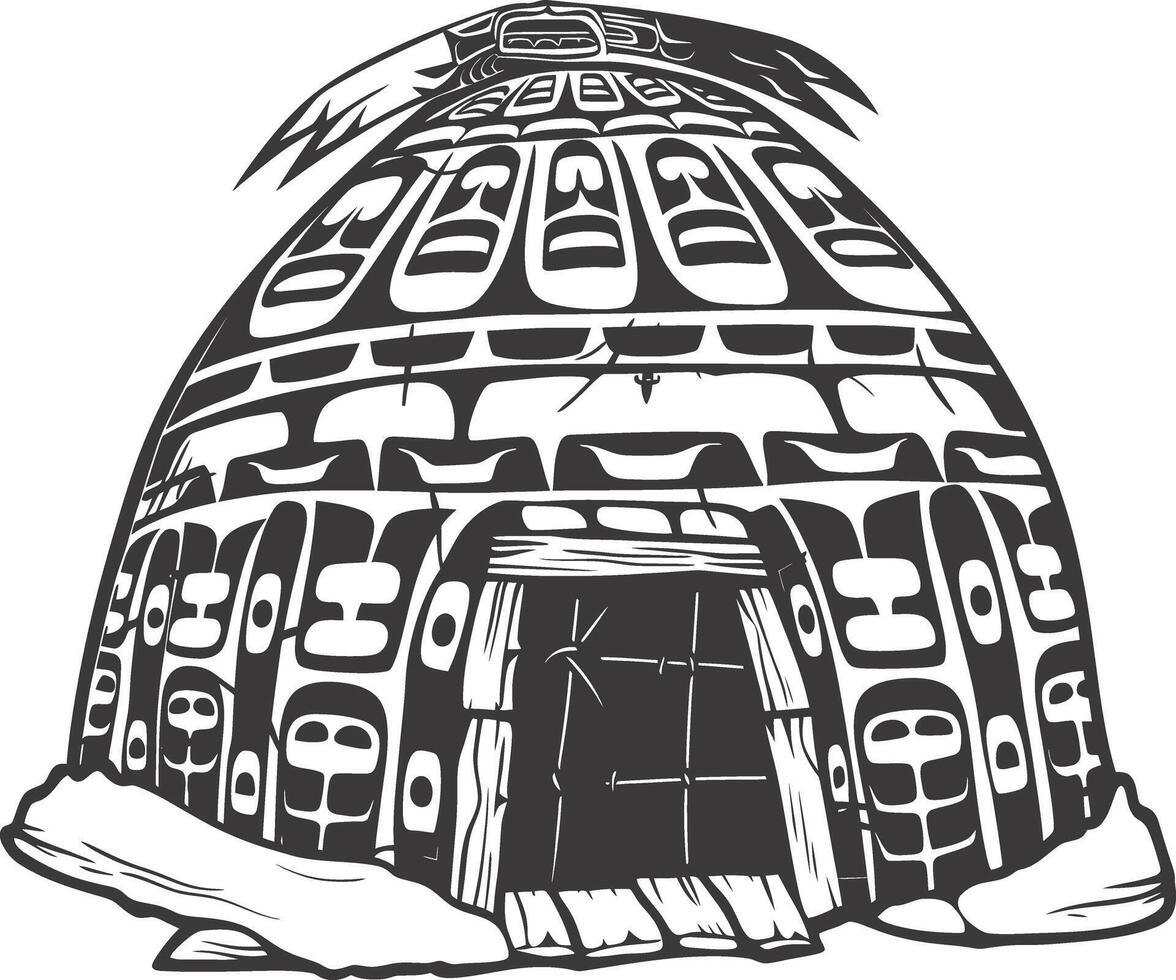 AI generated Silhouette igloo the Eskimo tribal House black color vector