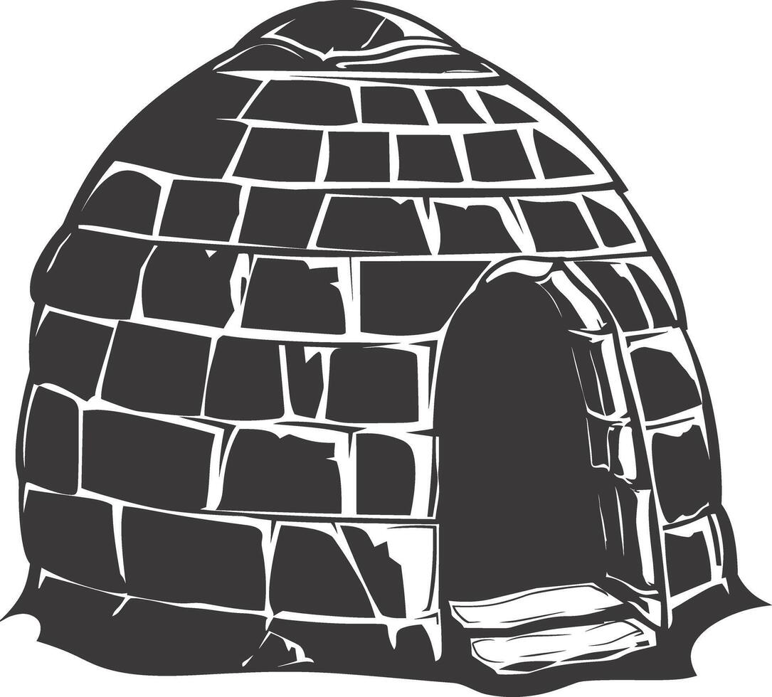 AI generated Silhouette igloo the Eskimo tribal House black color vector