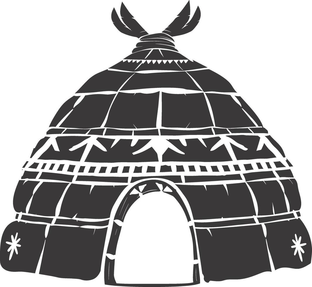 AI generated Silhouette igloo the Eskimo tribal House black color vector