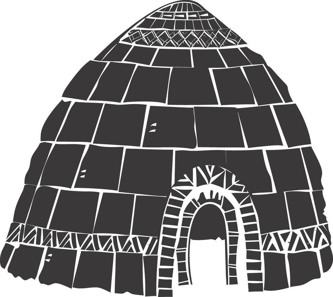 AI generated Silhouette igloo the Eskimo tribal House black color vector