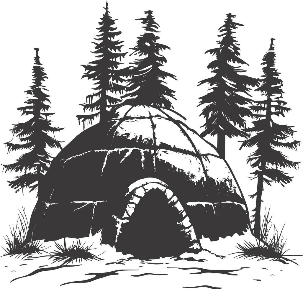AI generated Silhouette igloo the Eskimo tribal House black color vector