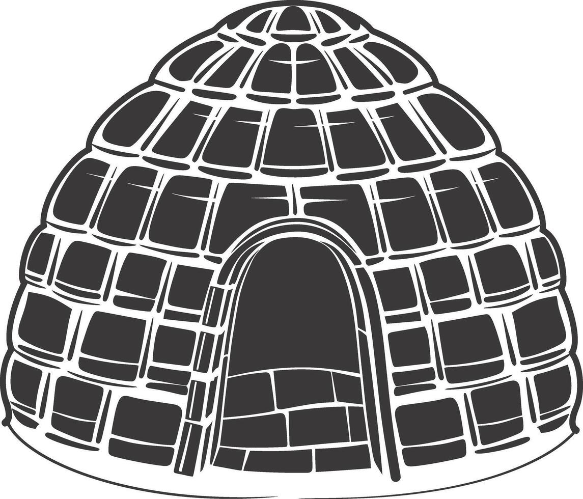 AI generated Silhouette igloo the Eskimo tribal House black color vector