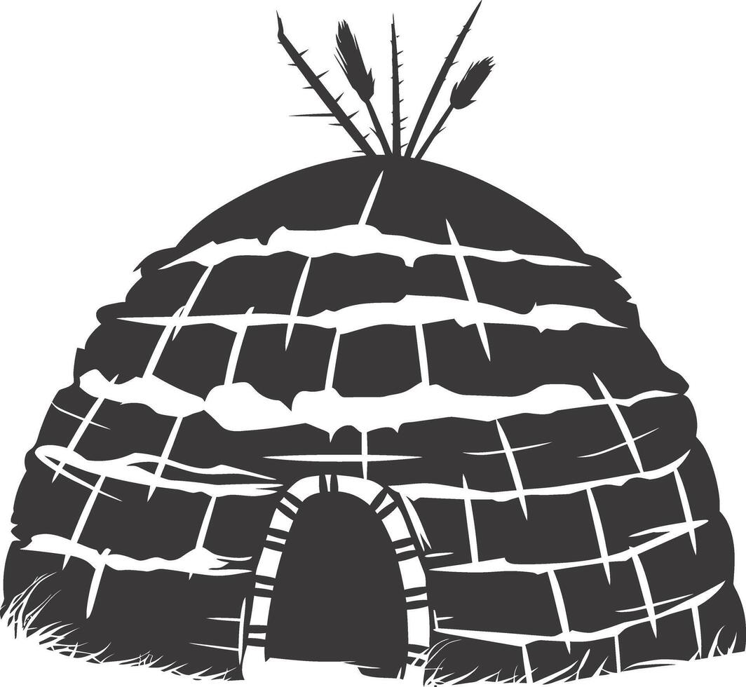AI generated Silhouette igloo the Eskimo tribal House black color vector