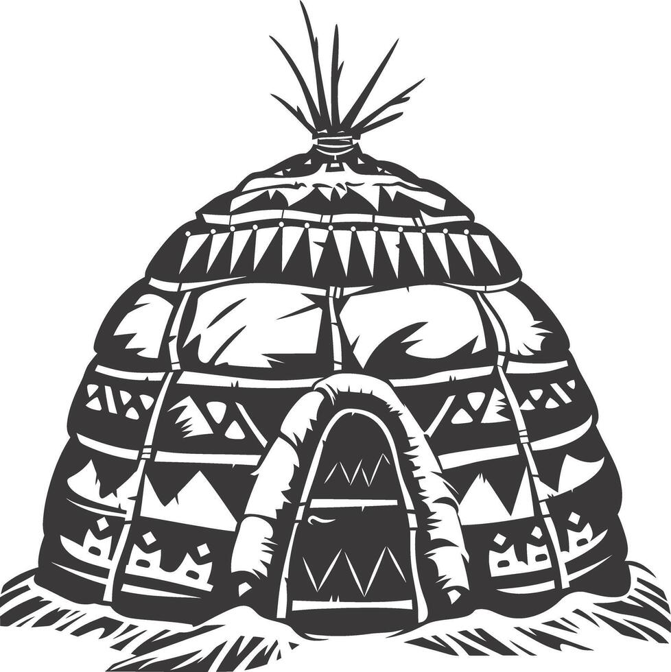 AI generated Silhouette igloo the Eskimo tribal House black color vector