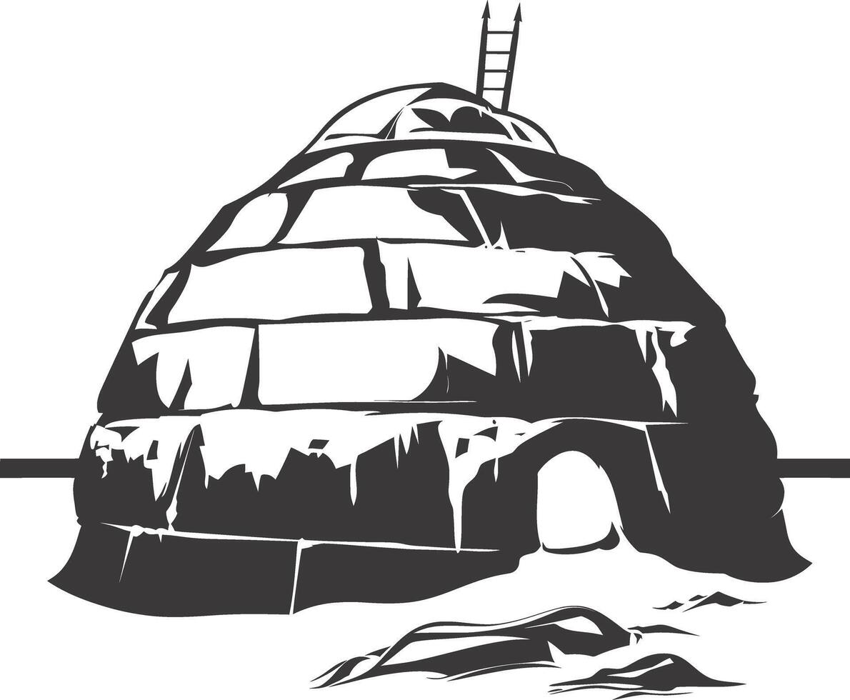 AI generated Silhouette igloo the Eskimo tribal House black color vector