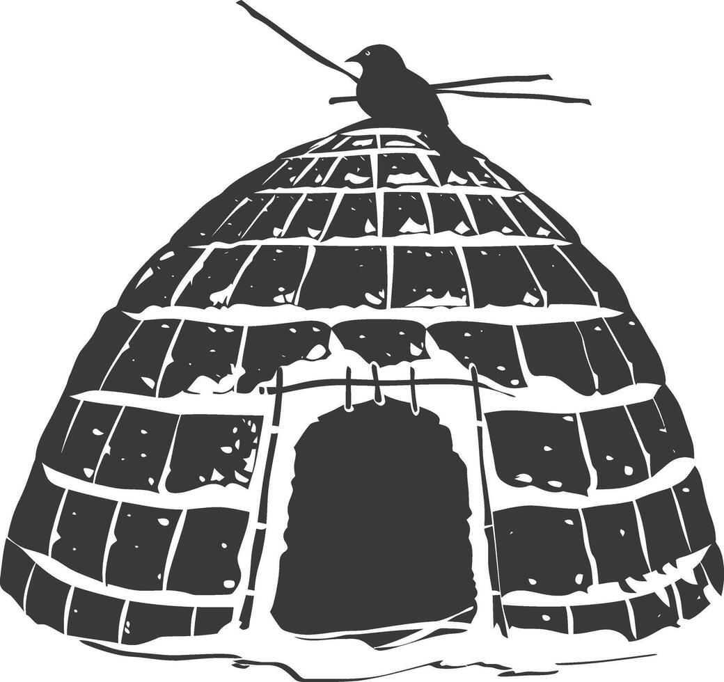 ai generado silueta iglú el esquimal tribal casa negro color vector