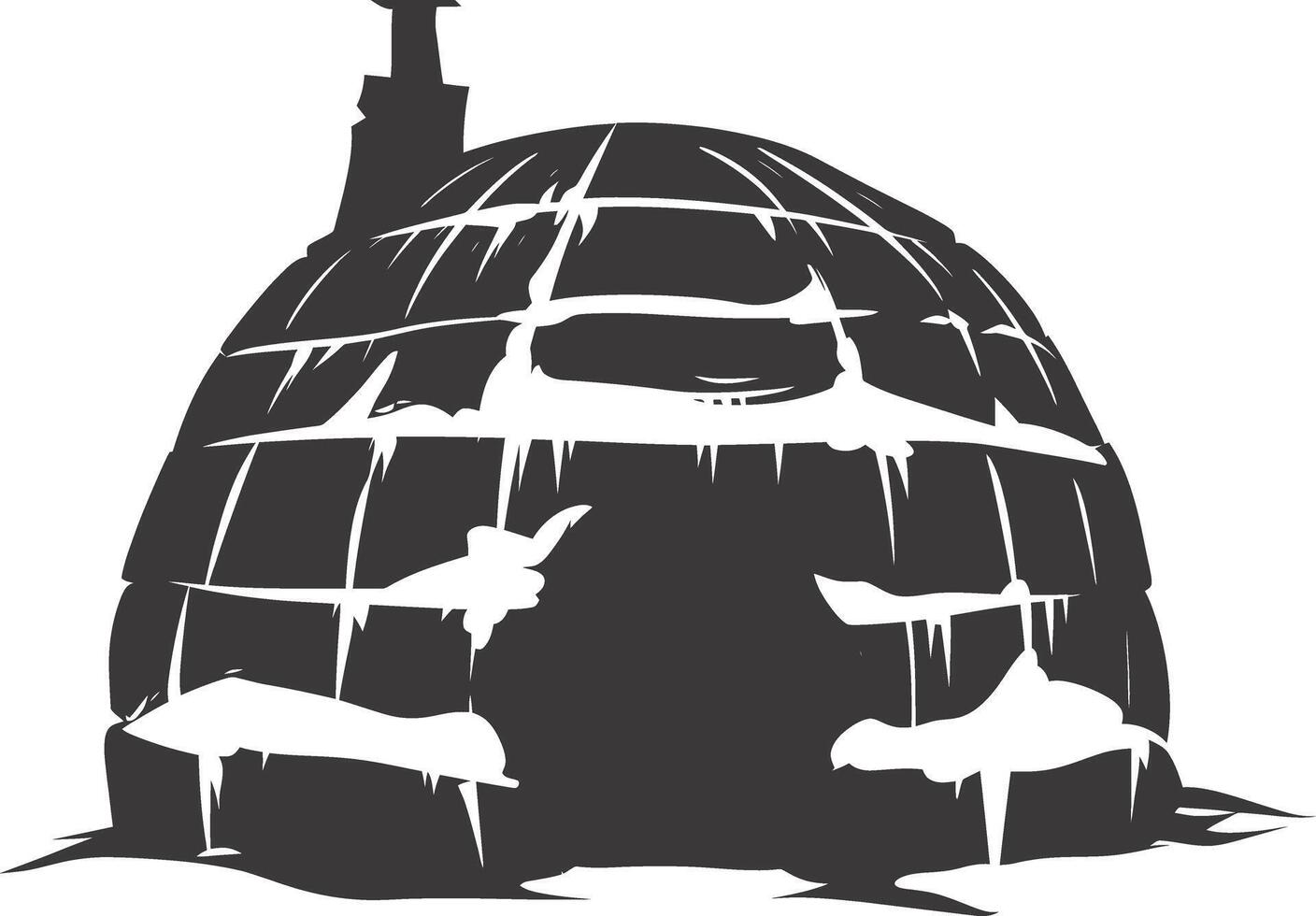 AI generated Silhouette igloo the Eskimo tribal House black color vector