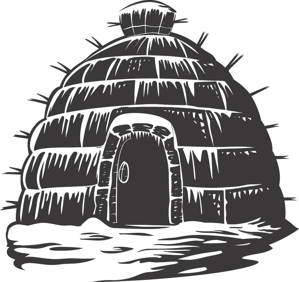 AI generated Silhouette igloo the Eskimo tribal House black color vector