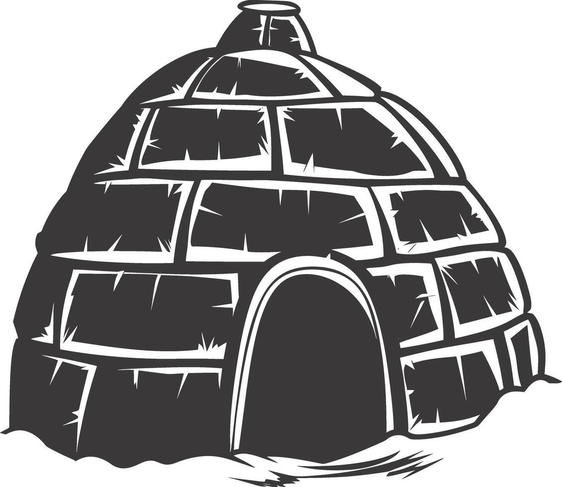 AI generated Silhouette igloo the Eskimo tribal House black color vector