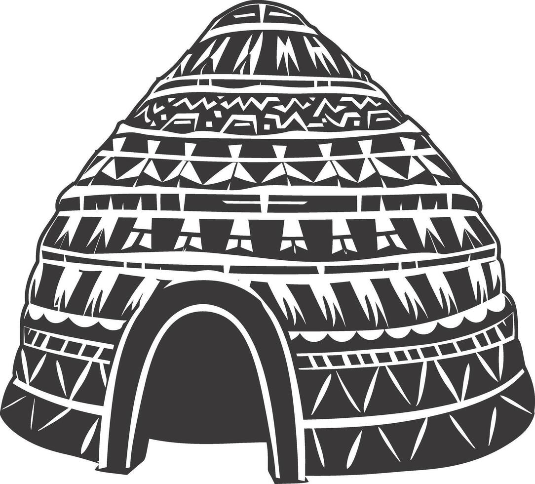AI generated Silhouette igloo the Eskimo tribal House black color vector