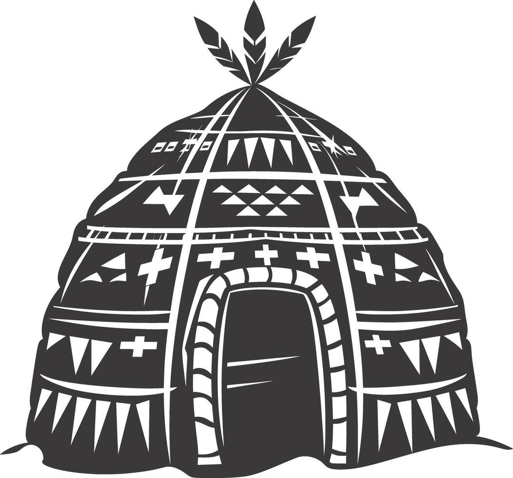 AI generated Silhouette igloo the Eskimo tribal House black color vector