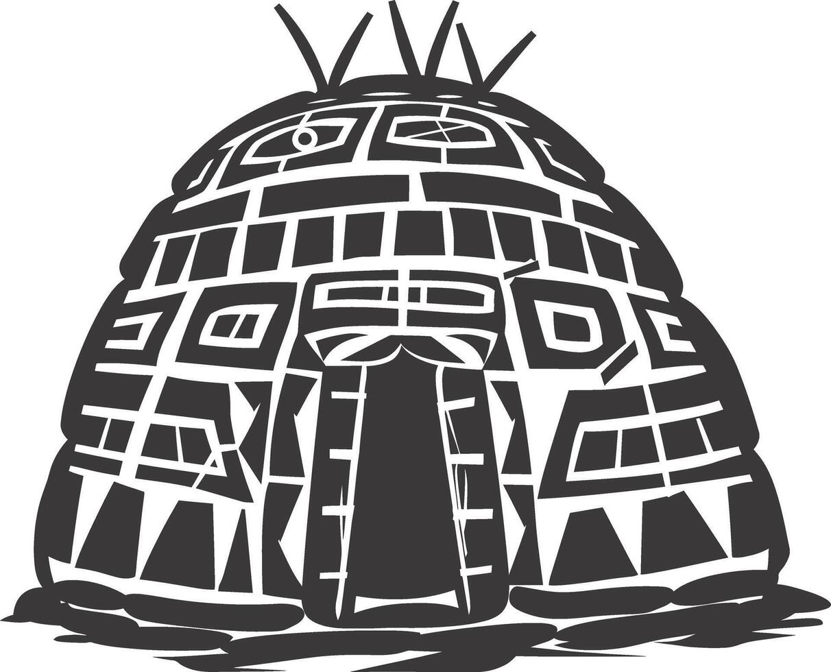 AI generated Silhouette igloo the Eskimo tribal House black color vector