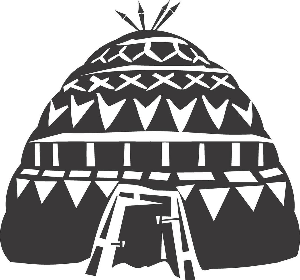 AI generated Silhouette igloo the Eskimo tribal House black color vector