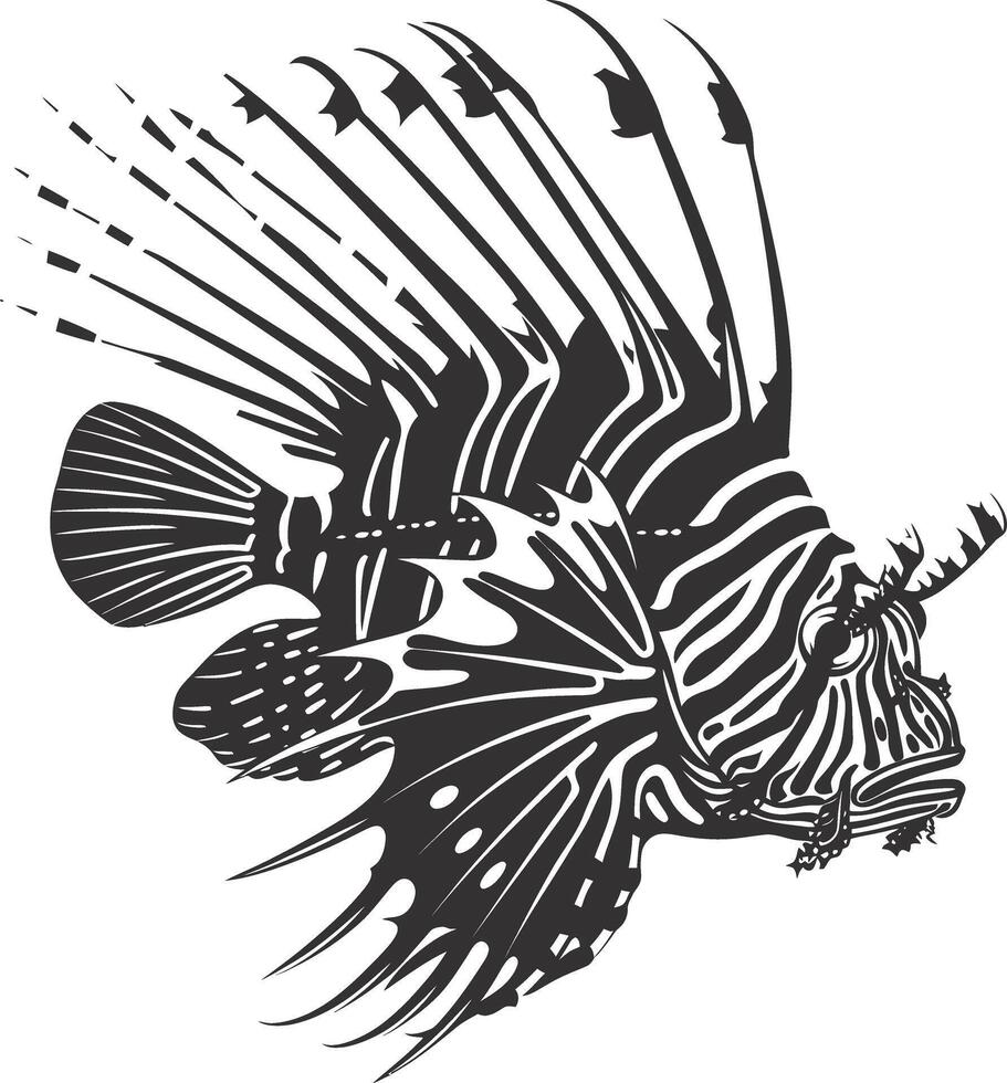 ai generado silueta pez león negro color solamente lleno cuerpo vector