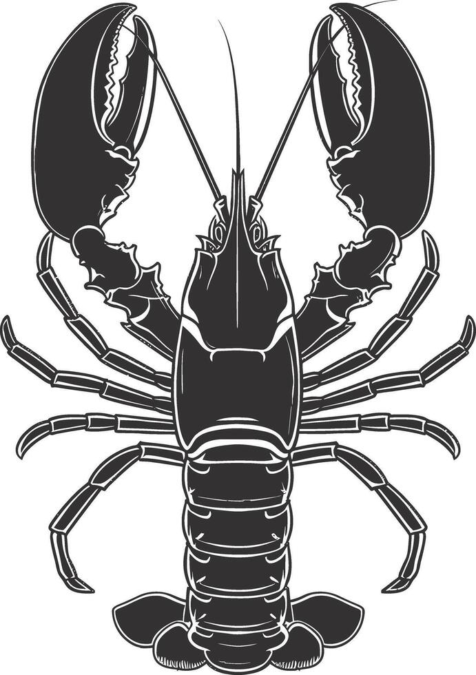 AI generated Silhouette lobster black color only full body vector