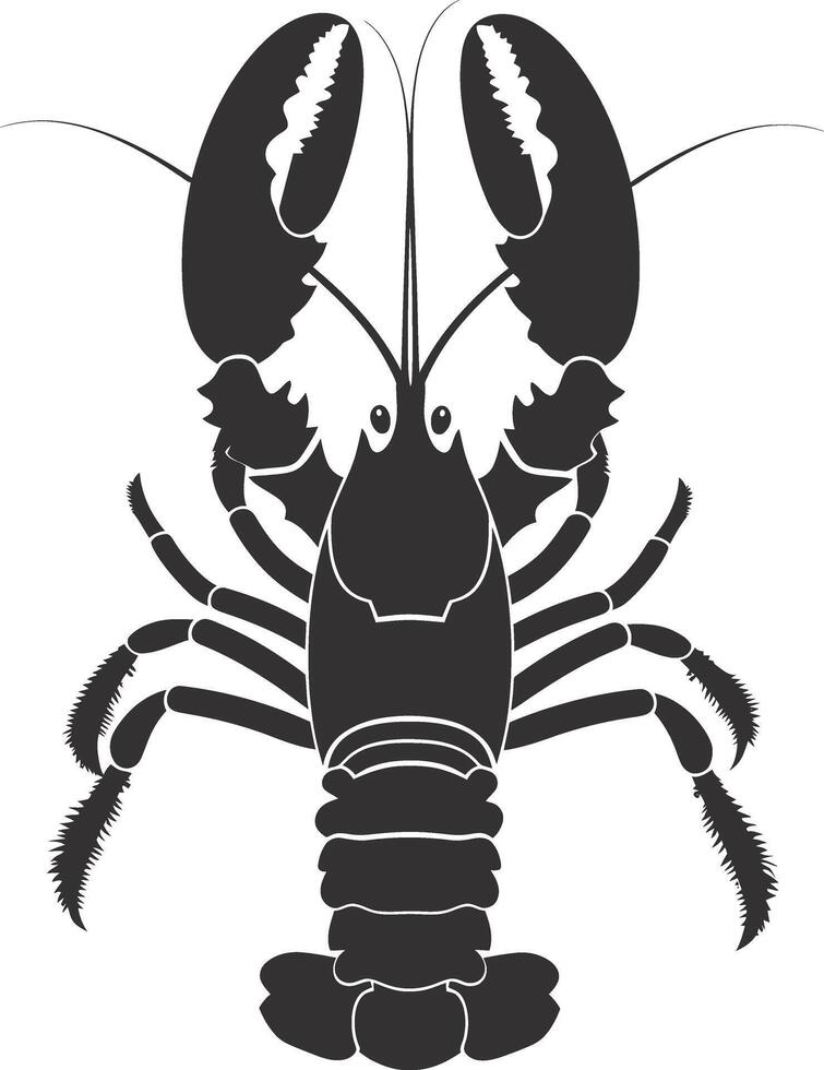 AI generated Silhouette lobster black color only full body vector