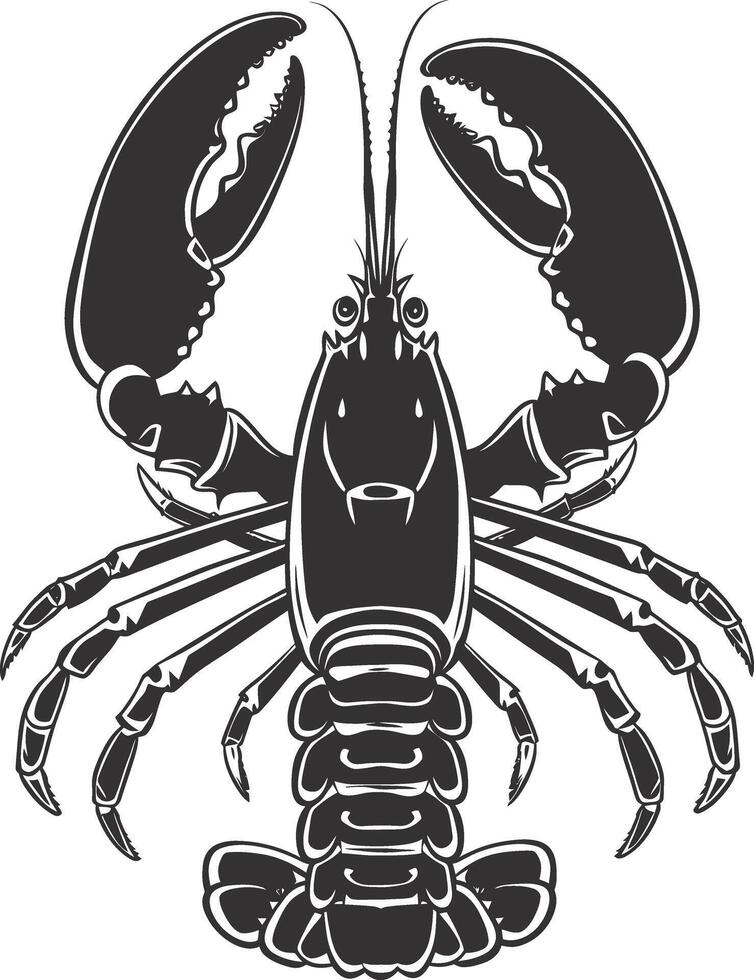 AI generated Silhouette lobster black color only full body vector