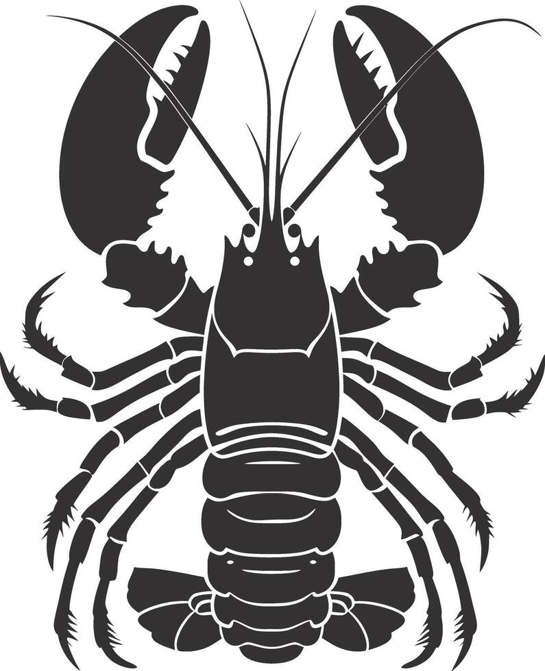 AI generated Silhouette lobster black color only full body vector