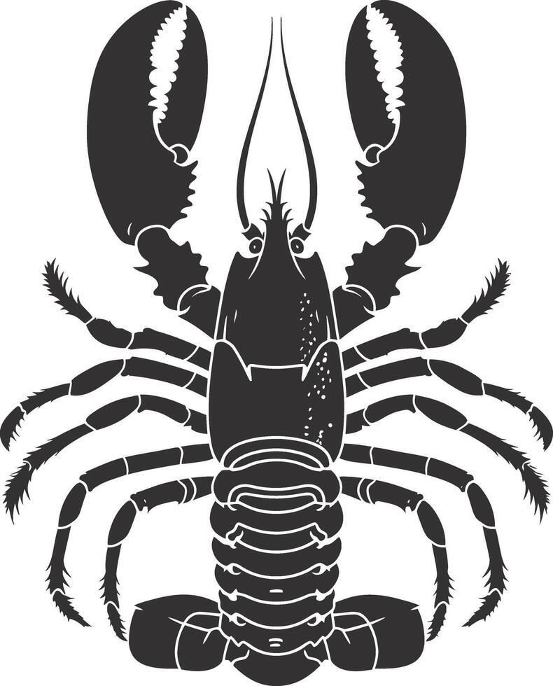 AI generated Silhouette lobster black color only full body vector