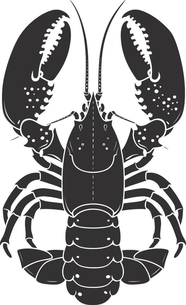 AI generated Silhouette lobster black color only full body vector