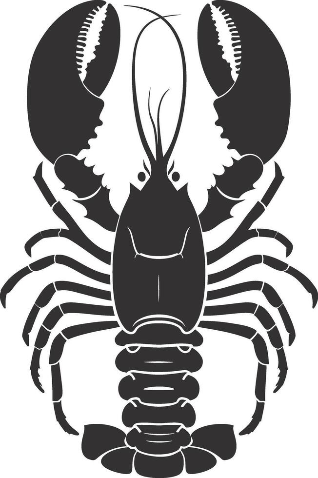 AI generated Silhouette lobster black color only full body vector