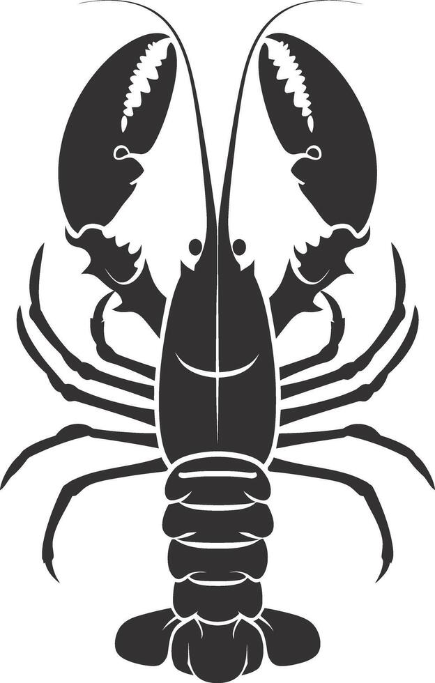 AI generated Silhouette lobster black color only full body vector
