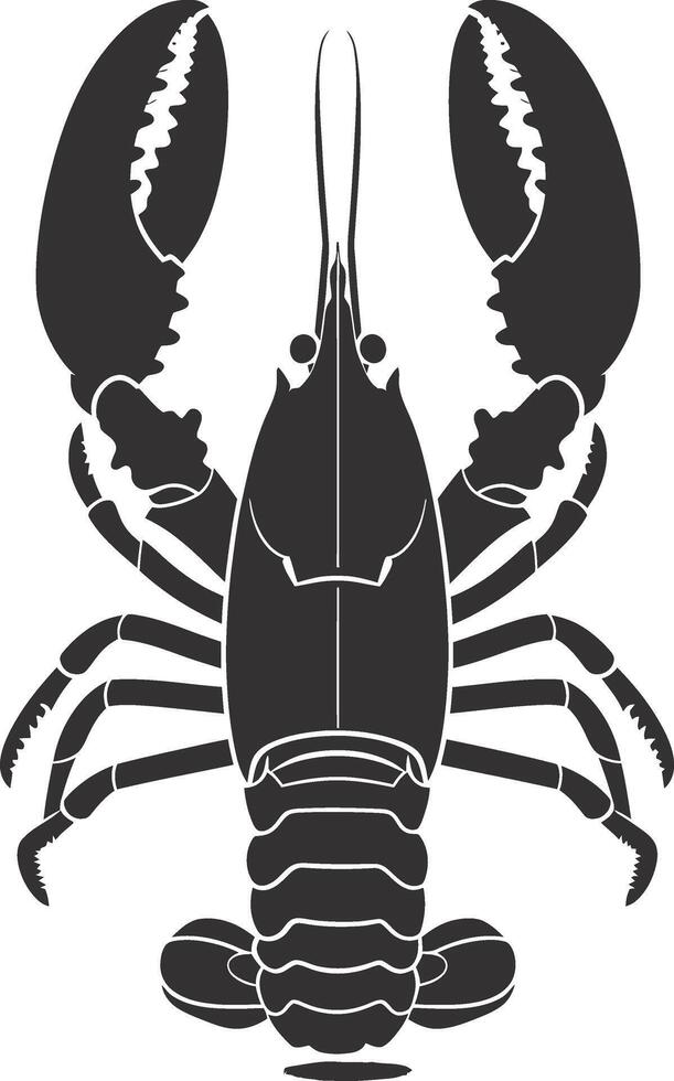 AI generated Silhouette lobster black color only full body vector