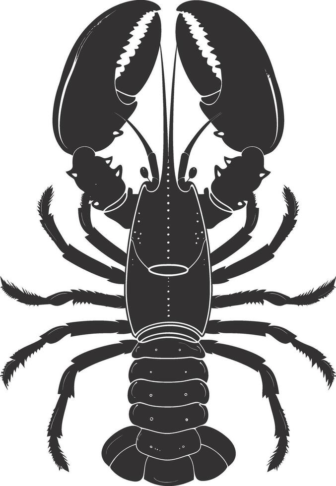 AI generated Silhouette lobster black color only full body vector