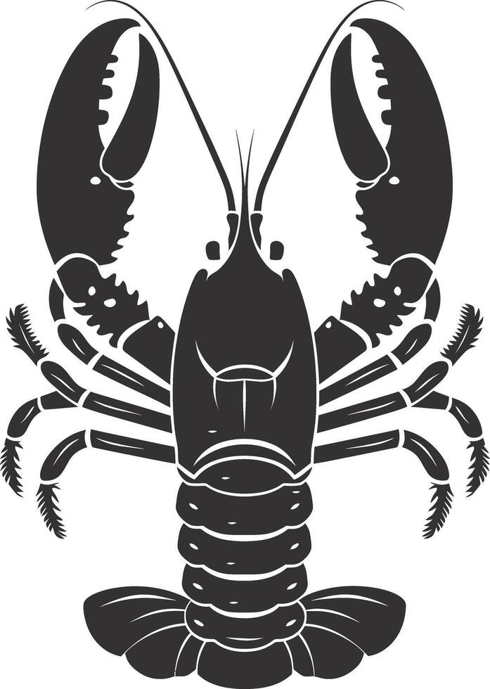 AI generated Silhouette lobster black color only full body vector
