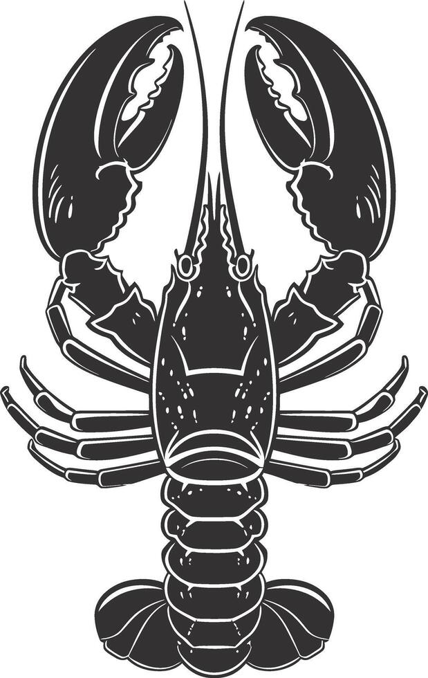 AI generated Silhouette lobster black color only full body vector